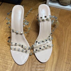 Studded Clear Strap Heels